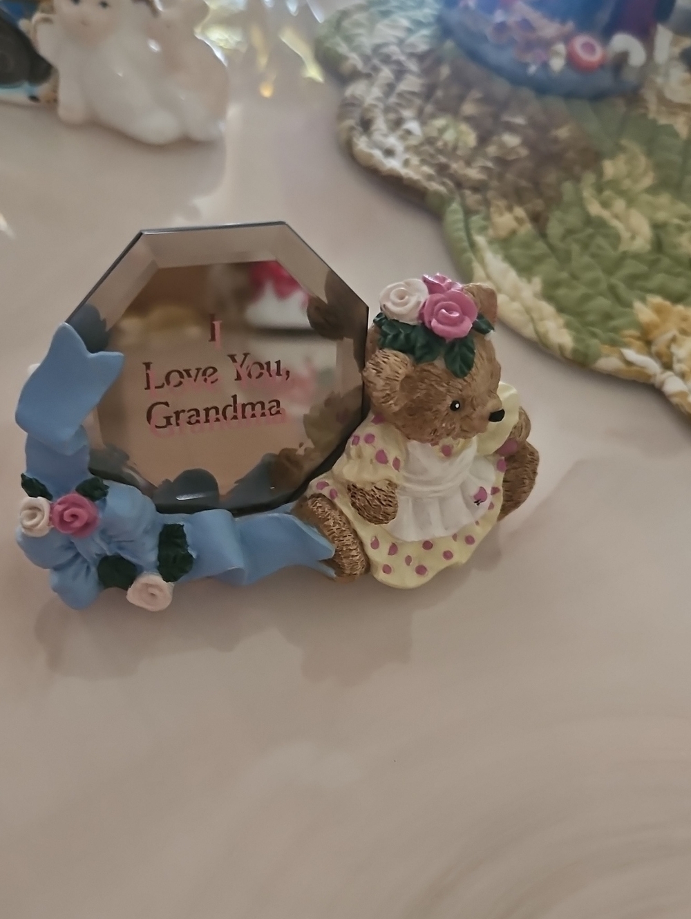 Home Decor Bear Mirror I LOVE Grandma In Excellant Condition. Flowers